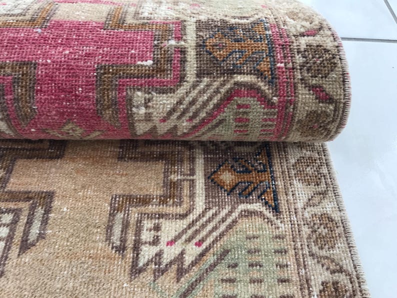 Multicolor rug, Bath mat aesthetic, Simple mat, Rug for kitchen, Turkish wool rug, Old rug, Bed beside rug, Vintage rug, 1.6x3.3 ft, RK13973 image 8