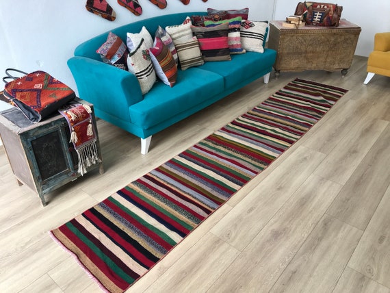 トルコ　ヴィンテージラグ　ランナーラグ ヴィンテージ ランナー ラグ、廊下用ラグ、玄関用ラグ、ウール ラグ