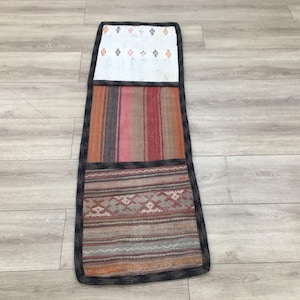 Horse backpack bag, Multipurpose bag, Hanging bag, Turkish kilim rug, Camel saddle bag, Pony saddle, Vintage rug, 1.6x4.9 ft, RK 14278