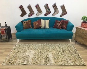 Worn rug, Turkish rug, Oushak rug, Area rug, Handmade rug, Vintage rug, Bohemian rug, Decorative rug, Floor rug, 3.6x7 feet, RK 2953