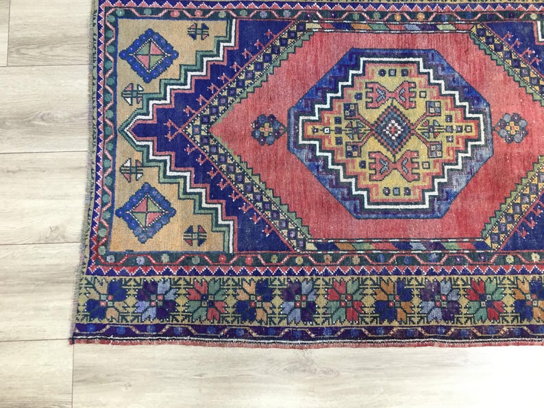 Dywan boho, Dywan vintage boho, Dywan eklektyczny boho, Kolorowy dywan boho, Dywan plemienny boho, 3,6 x 10,7 stopy, RK 7160 zdjęcie 8