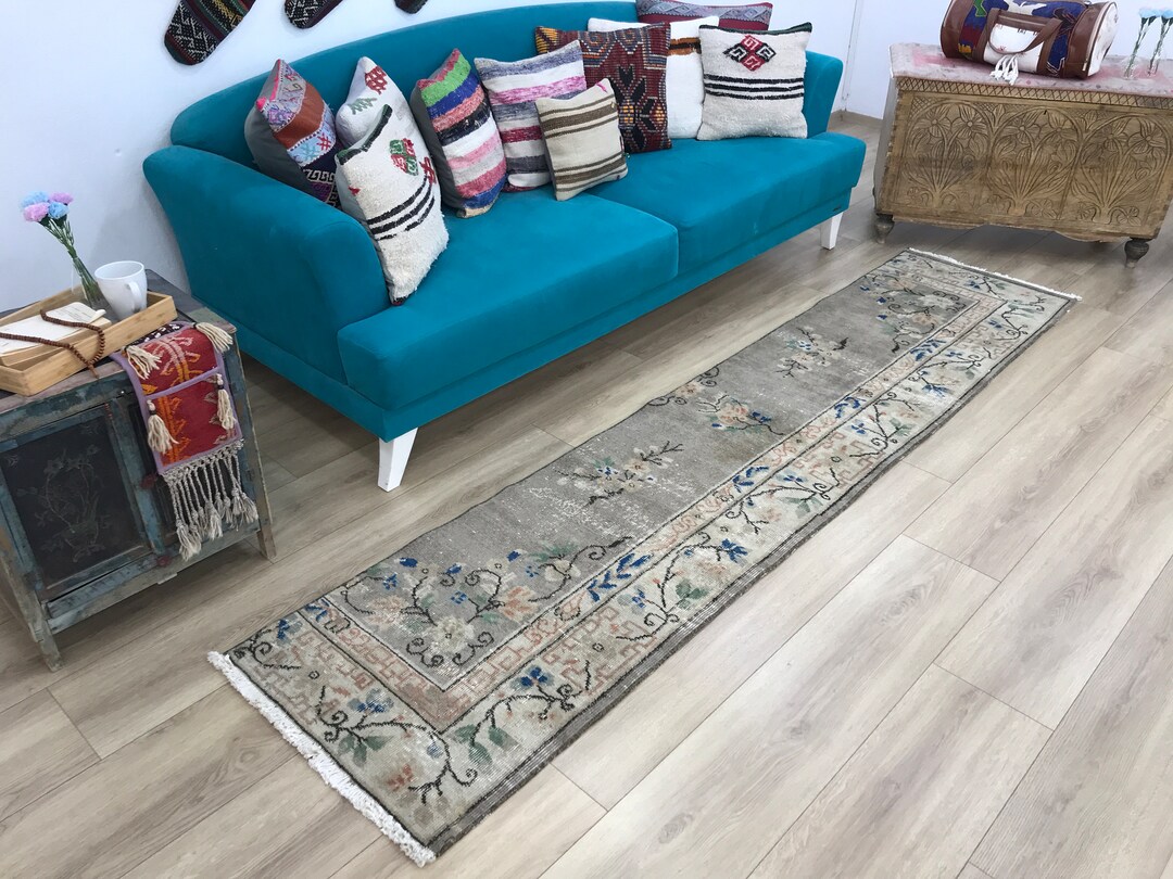 Floral Runner Rug Turkish Rug Fragment Long Wool Rug - Etsy