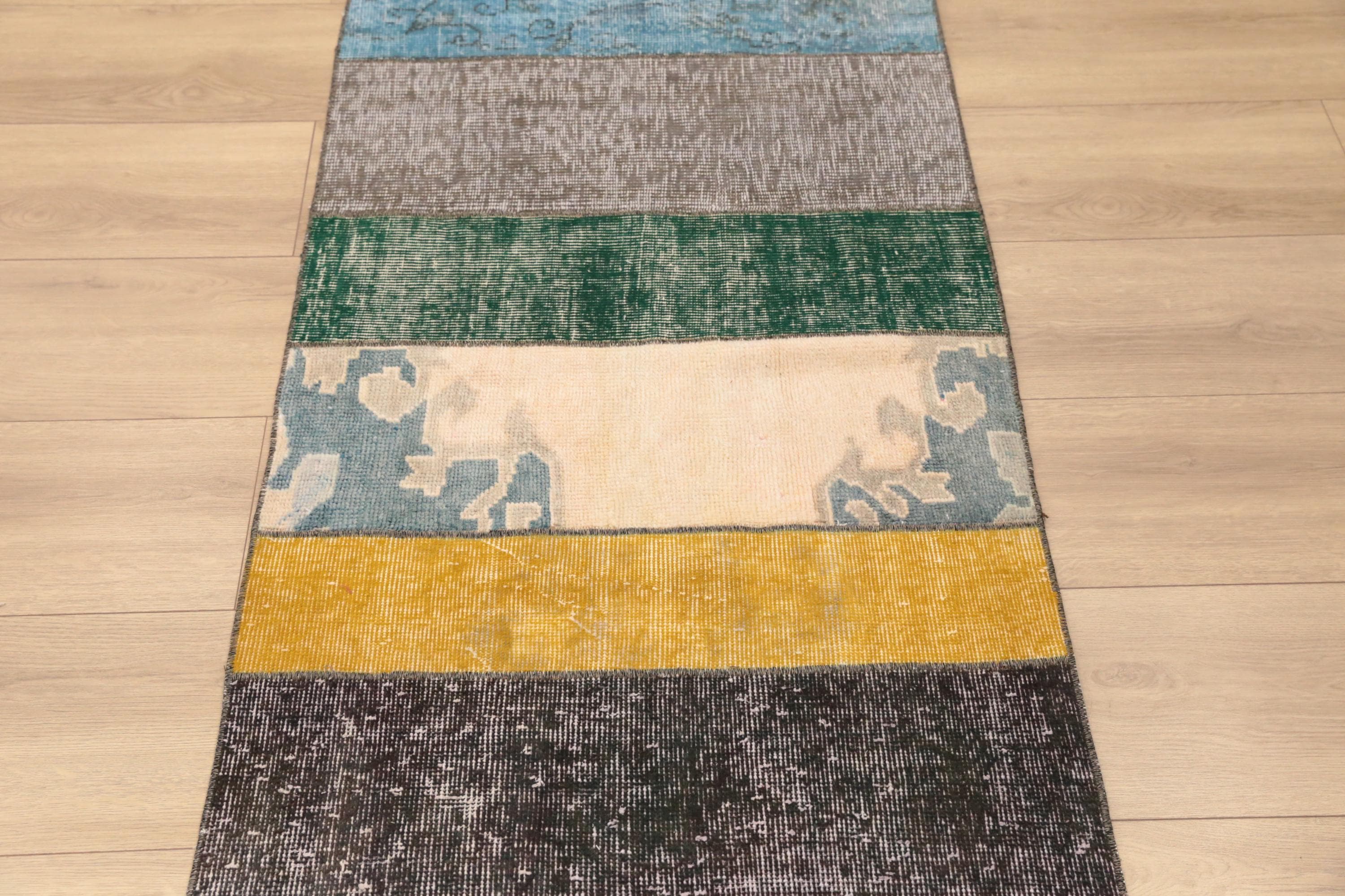 ランナー トルコ ラグ、パッチワーク ラグ、マルチカラー ラグ