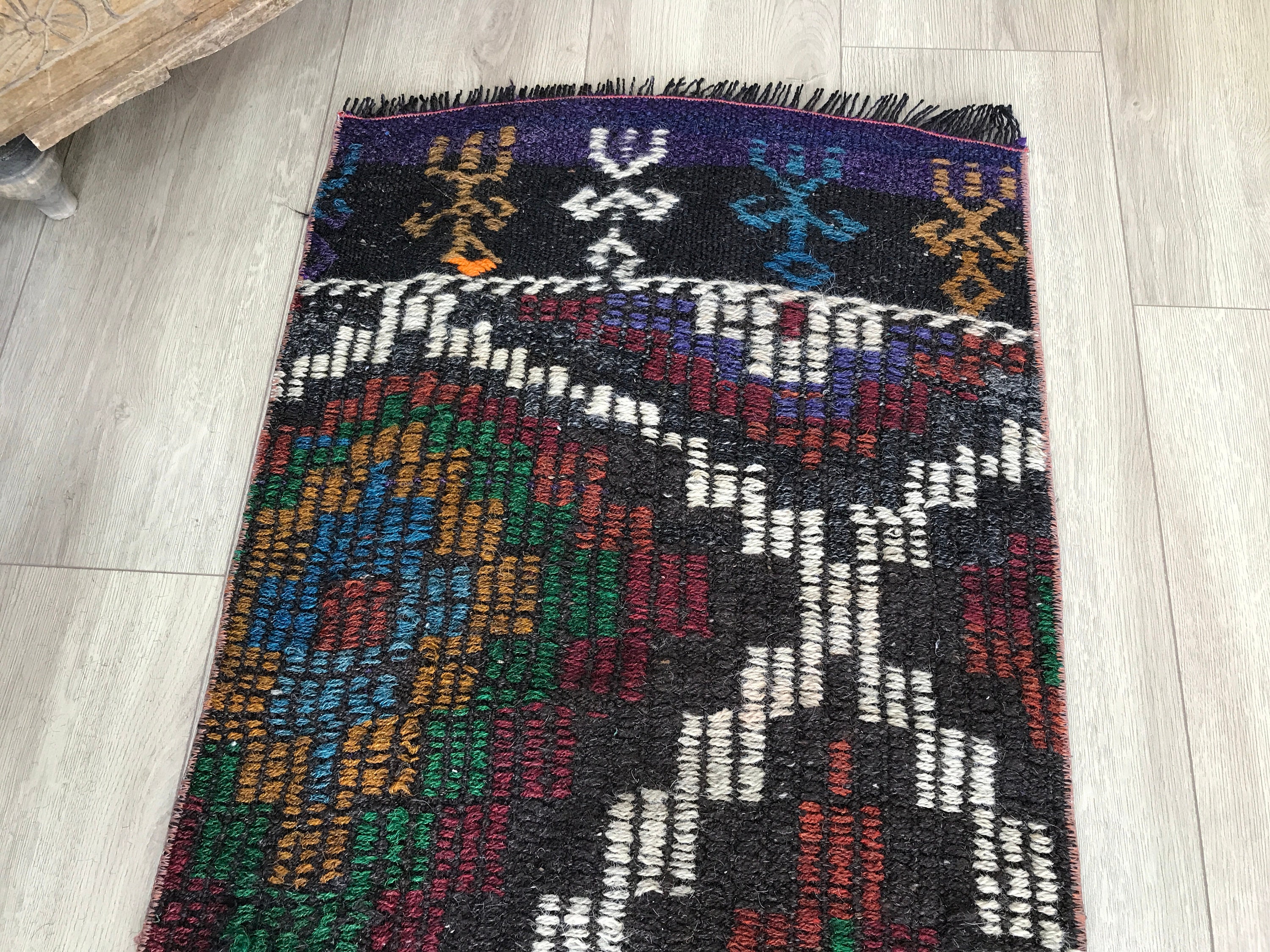 ランナーキリムラグ、ヴィンテージトルコラグ、ロングサイズラグ、廊下