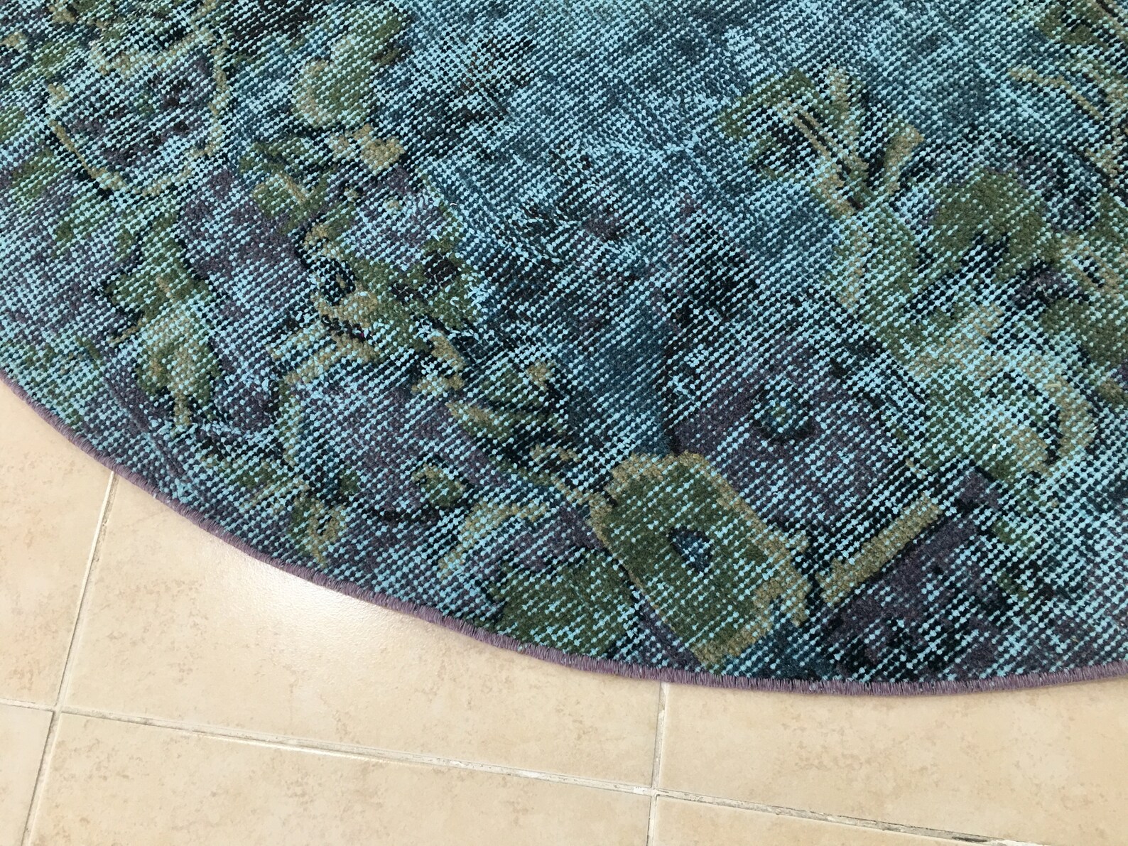 Diningroom rug blue color rug semi circle rug turkish Etsy