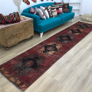 Herki runner, Turkish rug, Vintage rug, Ethnic rug, Tribal rug, Corridor rug, Stair rug, Hallway rug, Long size rug, 2.8 x 13.1 ft, RK 11630