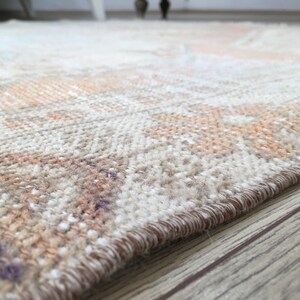 Coral Oushak Rug | 4.4x7.3 ft Living Room | Distressed Vintage Anatolian Wool image 9