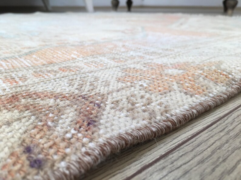 Coral Oushak Rug | 4.4x7.3 ft Living Room | Distressed Vintage Anatolian Wool image 9