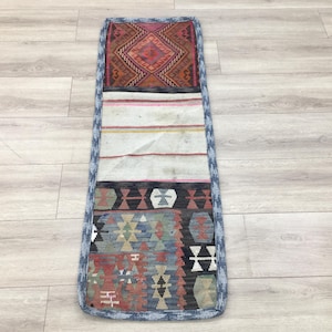 Tribal saddle bag, Saddle horse pack, Wall hanging bag, Vintage kilim bag, Ethnic rug, Turkish wool rug, Newspaper bag, 1.7x4.9 ft, RK 14252