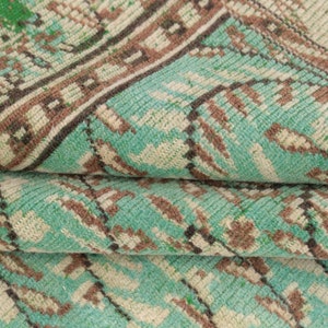 Green floral rug, Turkish area rug, Living room rug, Vintage rug, Oushak antique rug, Boho decor rug, 5.3x8.6 ft, RK 13460
