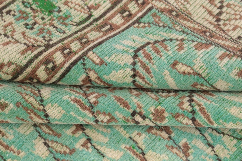 Green floral rug, Turkish area rug, Living room rug, Vintage rug, Oushak antique rug, Boho decor rug, 5.3x8.6 ft, RK 13460