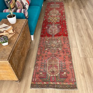 Alfombra vintage hecha a mano, alfombra turca tipo pasillo, alfombras para pasillo, alfombra a medida, alfombra anudada a mano, alfombra única, 2,4 x 12,2 pies, RK 9174 imagen 3