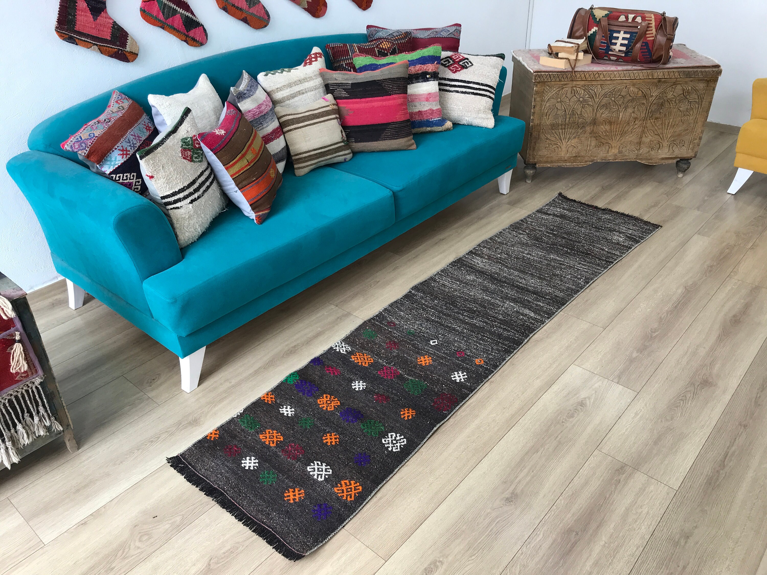 Antique Rugs, Handwoven Rug, Turkish Runner Rug, Black Kilim Antique Rugs, Handwoven Rug, Turkish Runner Rug, Black Kilim