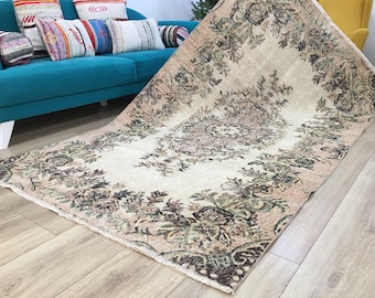Vintage rug, Bohemian rug, Oushak rug, Area rug, Turkish rug, Nomadic rug, Livingroom rug, Bedroom rug, Antique rug, 4.8 x 8 ft, RK 6202
