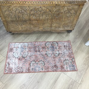 Wool door mat, Cat sleeping mat, Vintage area rug, Bathroom rug, Distressed rug, Handmade rug, Turkish rug, Entry rug, 1.5 x 3  ft, RK 12027
