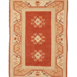 Sustainable rug, Soft turkish rug, Authentic rug, Handmade oushak rug, Lounge rug, Ethnic rug, Vintage area rug, 3.7x5.4 ft, RK 13786