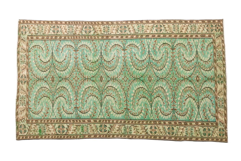 Green floral rug, Turkish area rug, Living room rug, Vintage rug, Oushak antique rug, Boho decor rug, 5.3x8.6 ft, RK 13460