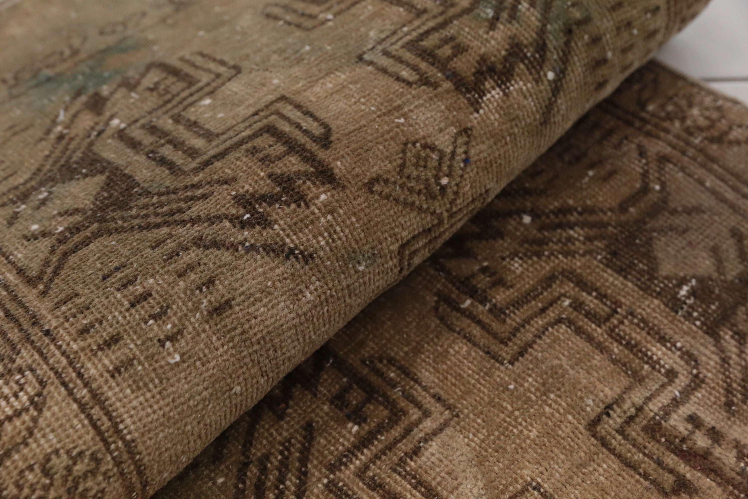 Brown luxury rug, Elegant decor rug, Small vintage rug, Village wineroom rug, Cultural ethnic rug, Bohemian decor rug, 1.6 x 3.7 ft RK 12963