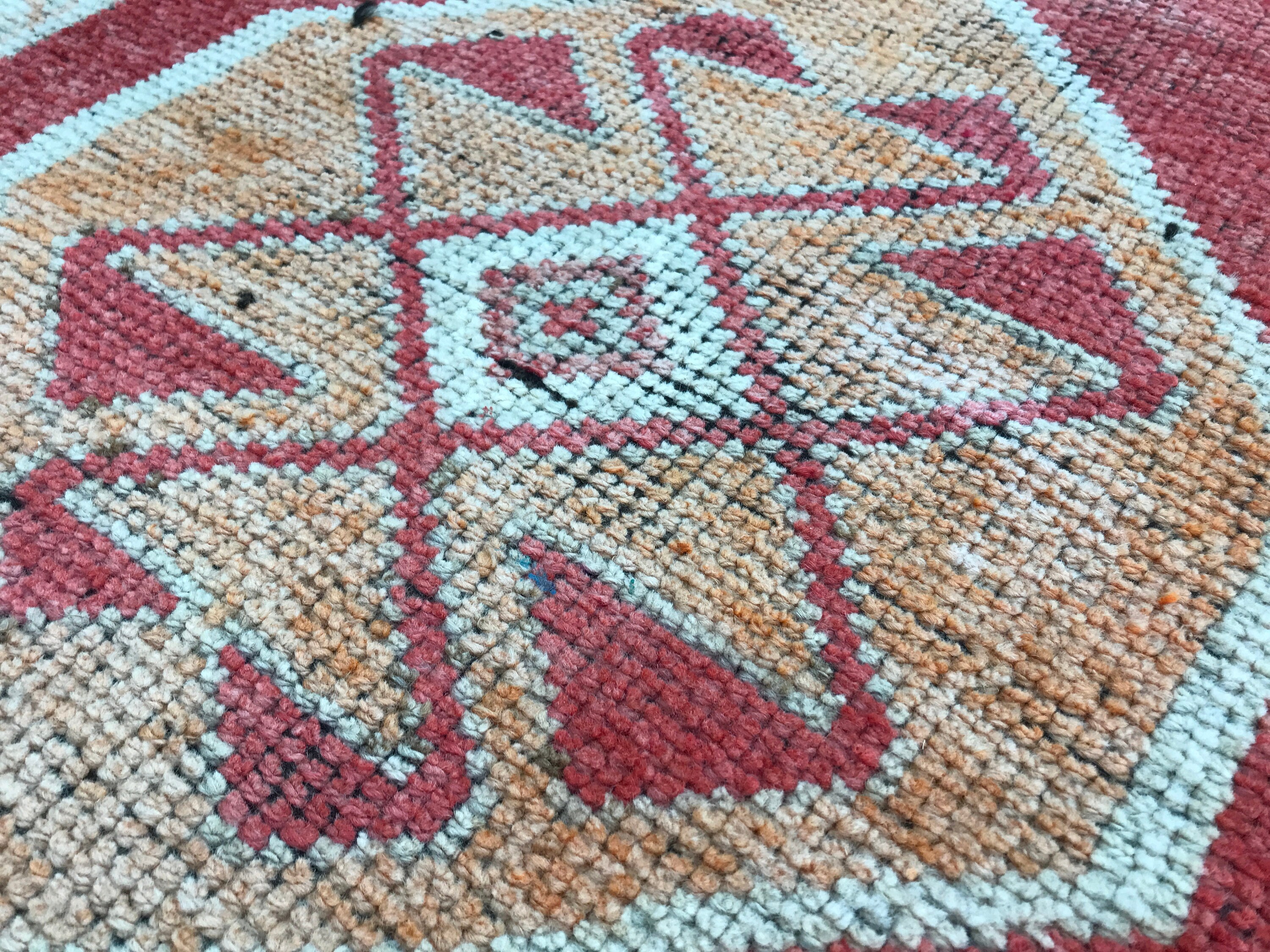 Turkish Rug Runner , Vintage Area Rug , 3.1 X 11 Ft
