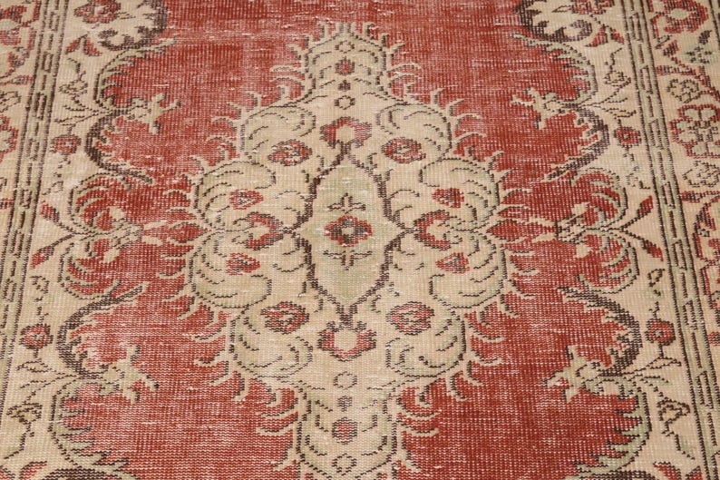 colorful rug, 70s rug, used rugs, boho area rug, kilim rug, vintage oushak rug, hand woven rug, large oushak rug, 4.7 x 8.3 ft RK 8809 image 7