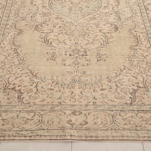 Earth tone rug, Neutral rug, Rug for living room, Wool handmade rug, Low pile rug, Modern rug, Boho decor rug, 6.1x9.4 ft, RK 13475
