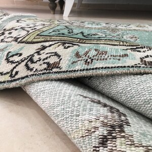 Light teal rug, Traditional rug, Turkish wool rug, Primitive rug, Rug for living room, Vintage rug, Gothic rug, 5.7 x 9.6 ft, RK 5924
