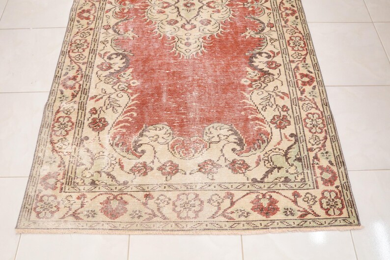 colorful rug, 70s rug, used rugs, boho area rug, kilim rug, vintage oushak rug, hand woven rug, large oushak rug, 4.7 x 8.3 ft RK 8809 image 8