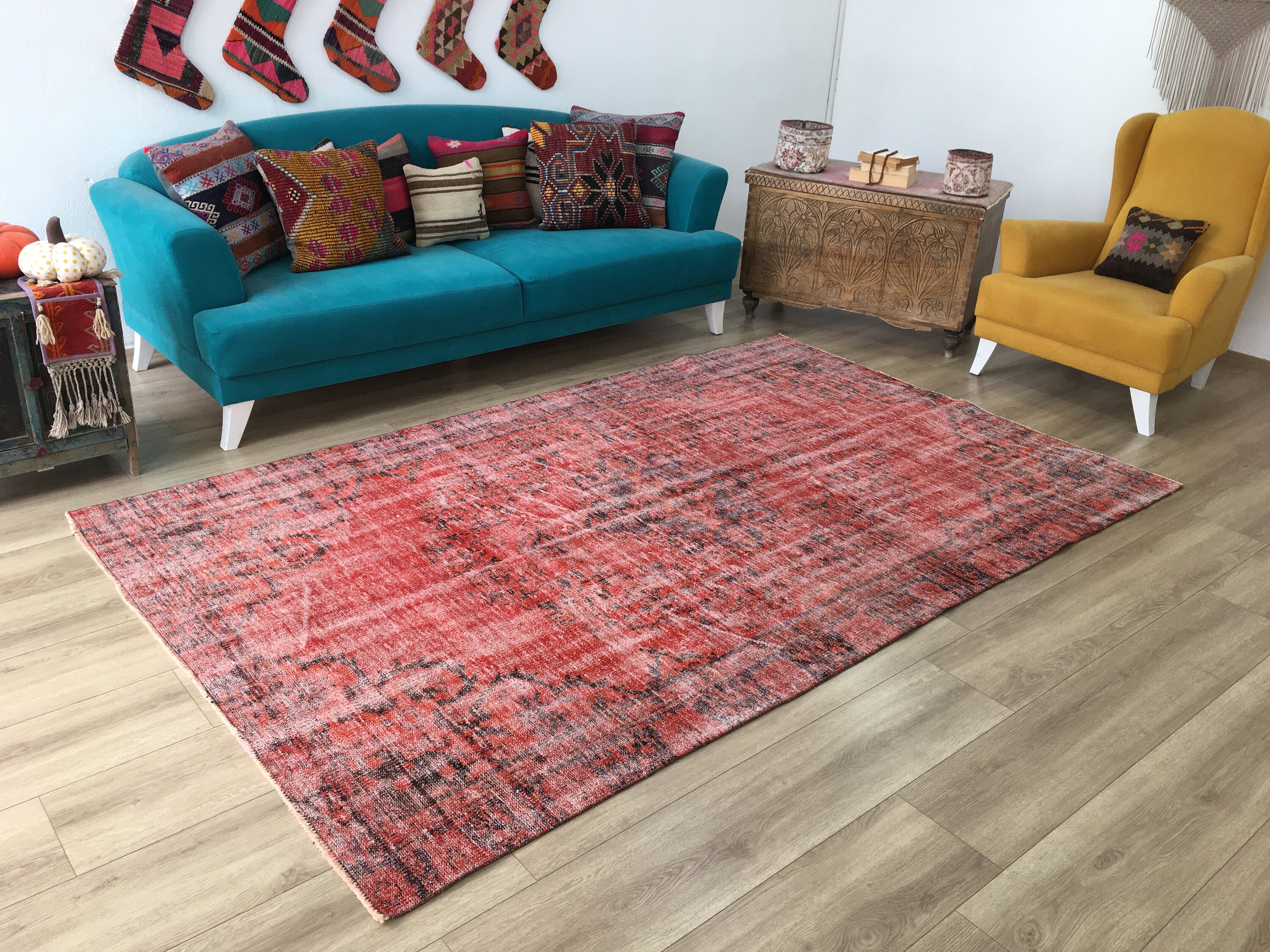 Area rug Carpet RR1387 Overdyed rug Gray rug Vintage rug Oushak rug 4.8 x 7.5 Ft Bohemian rug Turkish rug Oriental rug Wool rug Area rug Carpet RR1387 Overdyed rug Gray rug Vintage rug Oushak rug 4.8 x 7.5 Ft Bohemian rug Turkish rug Oriental rug Wool rug