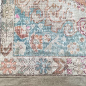 Coral Oushak Rug | 4.4x7.3 ft Living Room | Distressed Vintage Anatolian Wool image 10