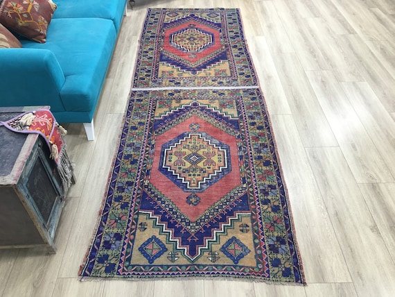Bohemian area rug, Vintage bohemian rug, Eclectic bohemian rug, Colorful bohemian rug, Tribal bohemian rug, 3.6x10.7 feet,RK 7160