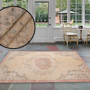 Neutral rug, Turkish rug, Area rug, Rug for living room, Vintage rug, 5.4 x 8.6 ft, Bedroom rug, Antique rug, Rustic rug, Boho rug, RK 11567