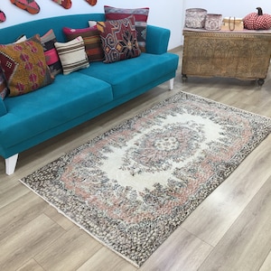 Bedroom rug, Decor rug, Turkish rug, Floor rug, Kitchen rug, Vintage rug, 3.7 x 6.8 ft, Bohemian rug, Antique rug, Overdyed rug, RK 10845