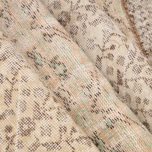 Neutral rug, Turkish vintage rug, Oushak area rug, Beige rug, Patchwork rug, Hallway rug, Entryway rug, Kitchen rug, 3x10.8 ft, RK 12563