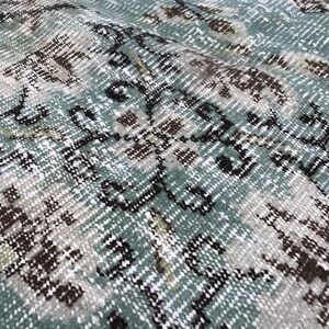 Light teal rug, Traditional rug, Turkish wool rug, Primitive rug, Rug for living room, Vintage rug, Gothic rug, 5.7 x 9.6 ft, RK 5924