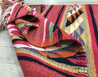 Colorful Runner, Turkish rug, Vintage rug, Kitchen rug,Stair rug, Hallway rug, Bohemian rug,Kilim rug, Handmade rug, 2.7 x 9.9 ft, RK 10418