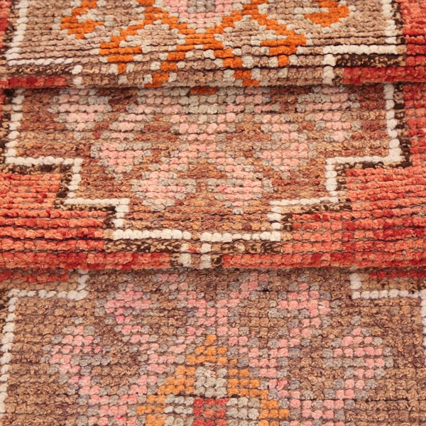 Herki runner rug, Vintage oushak rug, Farmhouse rug, Stair rug, Turkish wool rug, Antique rug, Tribal rug, Kitchen rug, 2.6x10.1ft, RK 12712
