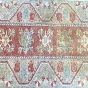 Terracotta Medallion Rug | 3.9x6.2 ft Bedroom | Faded Vintage Oushak Carpet image 5