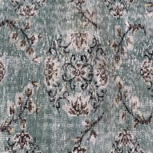 Light teal rug, Traditional rug, Turkish wool rug, Primitive rug, Rug for living room, Vintage rug, Gothic rug, 5.7 x 9.6 ft, RK 5924