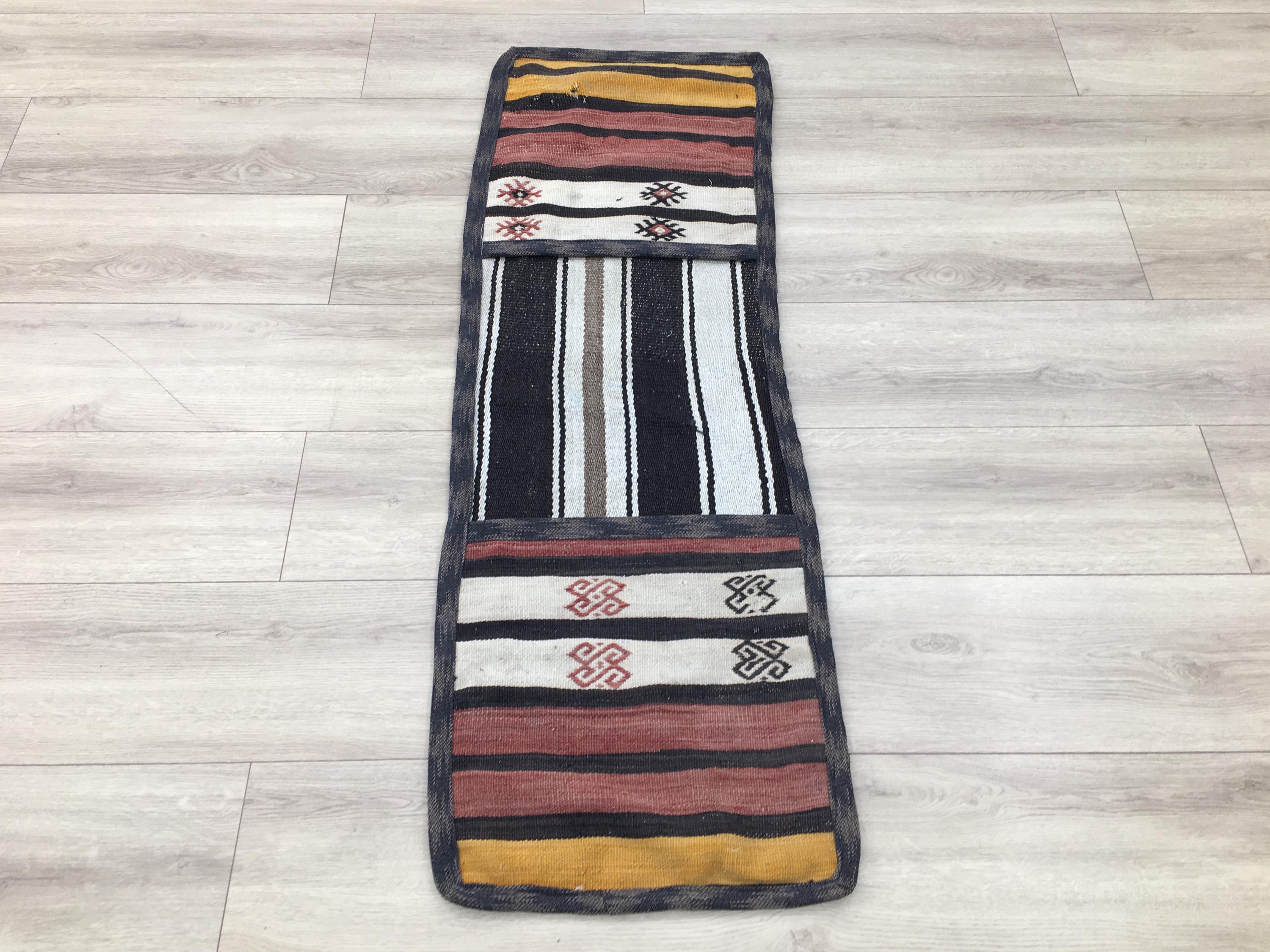 Blanket saddlebag, Wool project bag, Kilim camel bag, Turkish saddle bag, Handmade saddle pad, Vintage oushak rug, 1.6x4.9 ft, RK 14266