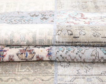 Authentic patchwork rug, Turkish runner rug, Vintage rug, Multi pattern rug, Floral rug, Elegant rug, Handmade rug, 2.9 x 9.5 ft, RK 14680