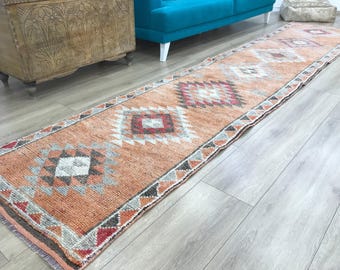 Herki runner rug, Hallway rug, Entryway rug, Wool rug, Bohemian rug,Handmade rug,Tan color rug,Aztec rug, Entry rug, 2.9 x 13.4 ft, RK 11676