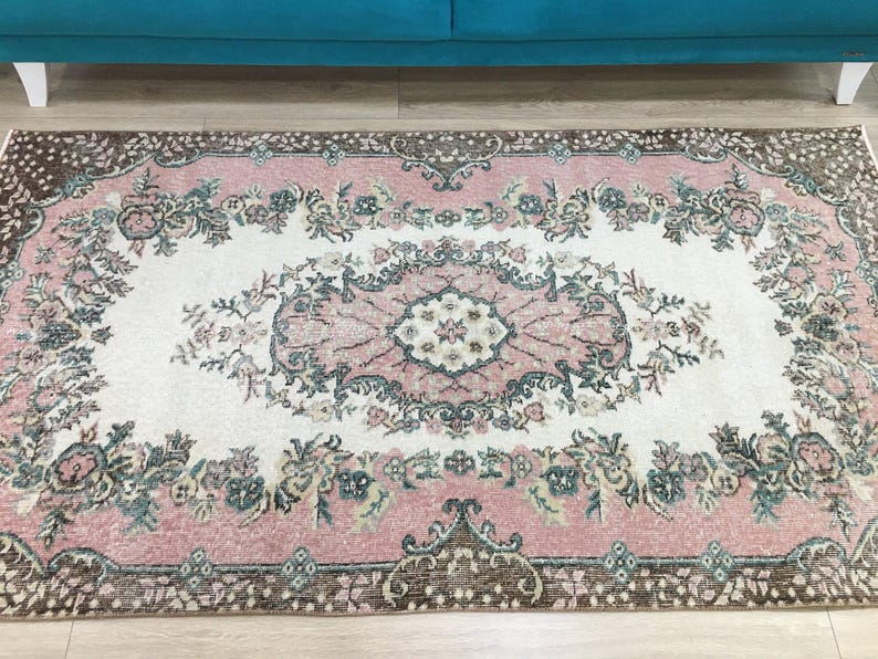 rugs for livingroom, kitchen rug, turkish rug, vintage rug, wool rug, ethnic rug, antique rug, anatolian rug, rugs, 3.8 x 7 ft, RK 10857 image 2