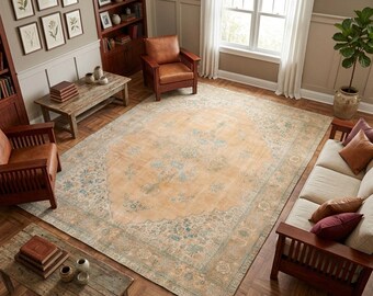 Rug for living room, Handmade rug, Oushak rug, Bedroom rug, Vintage rug, Hand knotted rug, Ethnic rug, Boho rug, 9.8 x 12.3 ft, RK 12667