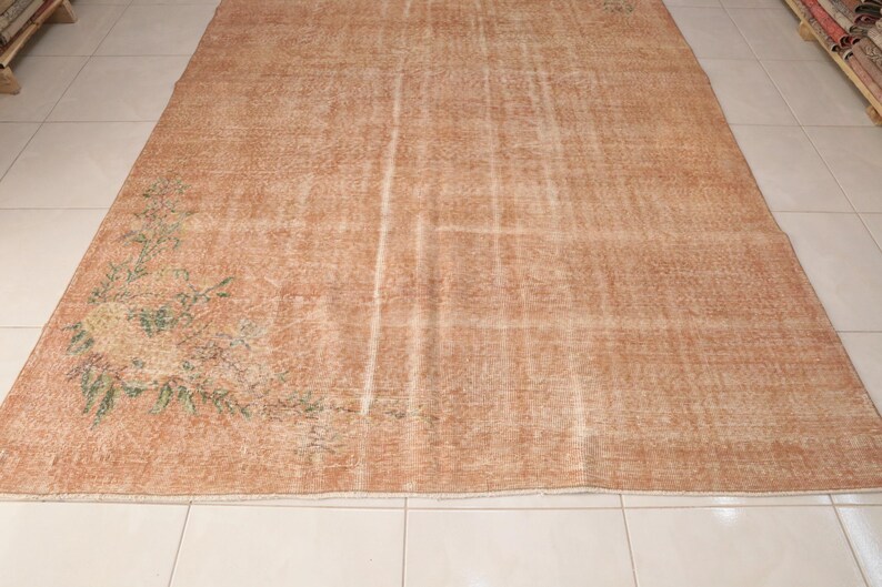 pink rug for bedroom, bohemian area rug, bohemian outdoor rug, vintage area rug, turkish antique rug, boho decor rug, 6.6 x 10.3 ft, RK 4922 image 9