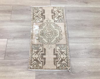 Nomad Small Rug, Office Small Rug, Stair Small Runner, Vintage Used Rug, Sink Front Runner, Turkish Ethnic Rug, 1.5 x 2.8 Ft Rug, RK 14369