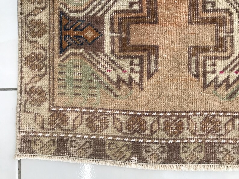 Multicolor rug, Bath mat aesthetic, Simple mat, Rug for kitchen, Turkish wool rug, Old rug, Bed beside rug, Vintage rug, 1.6x3.3 ft, RK13973 image 6