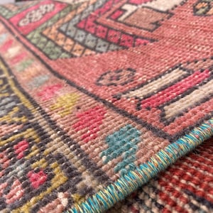 Alfombra vintage hecha a mano, alfombra turca tipo pasillo, alfombras para pasillo, alfombra a medida, alfombra anudada a mano, alfombra única, 2,4 x 12,2 pies, RK 9174 imagen 10