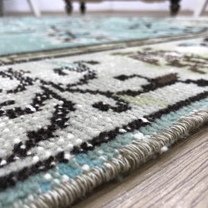 Light teal rug, Traditional rug, Turkish wool rug, Primitive rug, Rug for living room, Vintage rug, Gothic rug, 5.7 x 9.6 ft, RK 5924