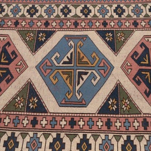 Antique turkish rug, Multicolor rug, Bordered rug, Primitive rug, Vintage area rug, Oushak wool rug, Retro rug, 4.3x6.2 ft, RK 13681