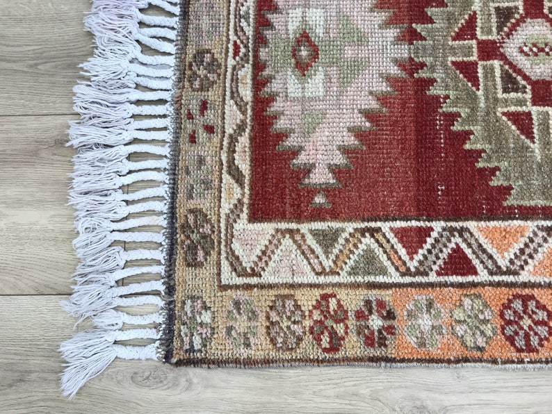 Herki runner rug, Turkish rug, Vintage rug, Handmade rug, 2.7x8.1 ft, Hallway rug, Stair rug, Entryway rug, Wool rug, Kitchen rug, RK 10170 image 9